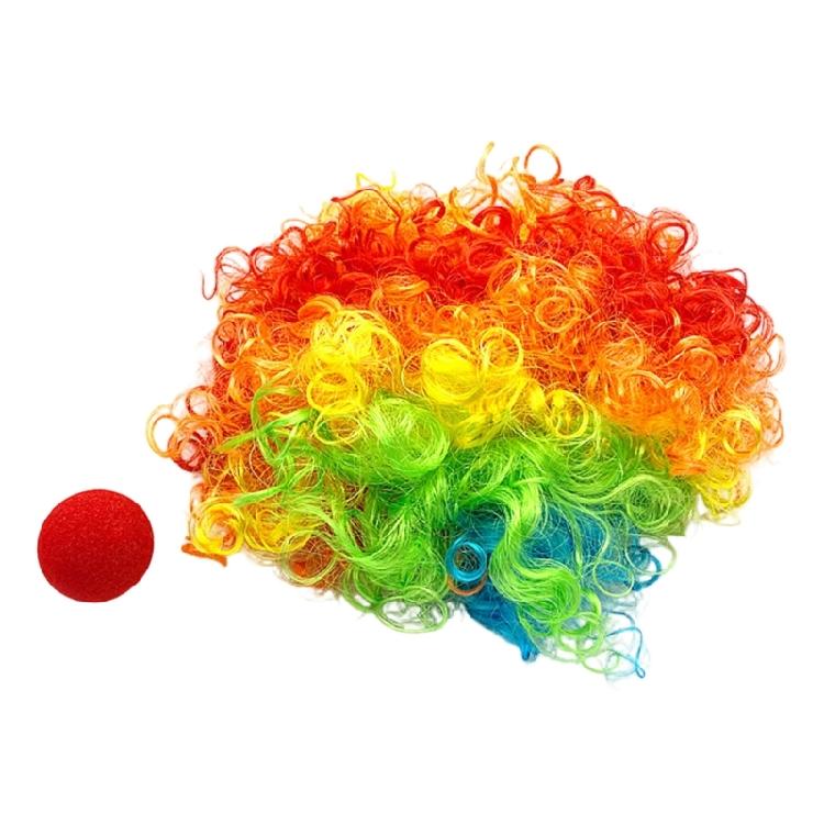 Clown Roleplay Cosplay Costume Outfits Halloween Clown Dressing Up Set Clown Nose Colorful Wigs