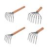 Hand Rake Handheld Cultivating Cultivator Loosening Soil Digging Steel Claws Wood Handle Small Clamming Rake for Backyard Bonsai