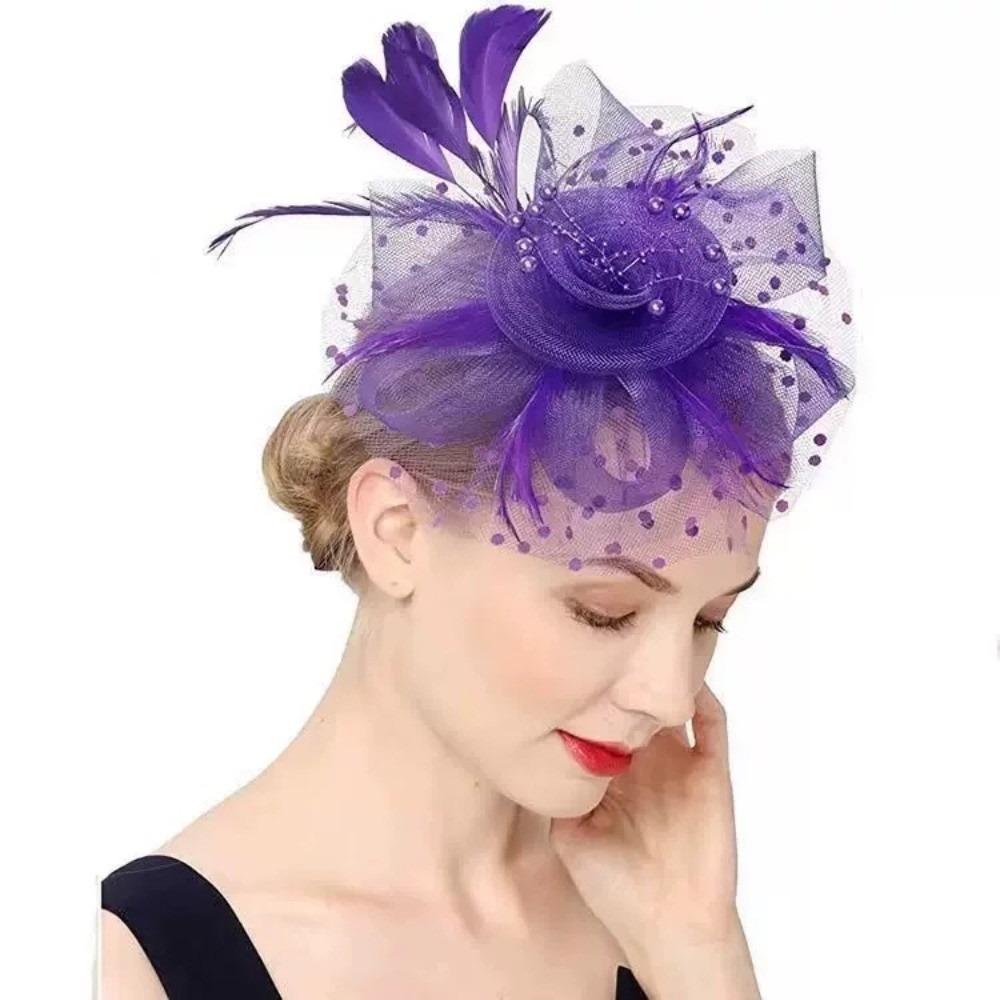 Elegant Tea Party Mesh Hair Band Exquisite Bride Headdress Feathers Fascinator Hat  Dance Show