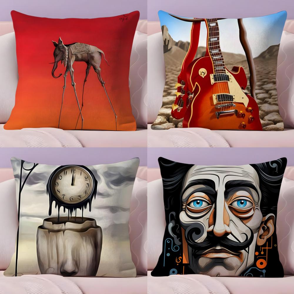 Pokrowiec na poduszkę S-Salvador D-Dali Art Pluszowy Materiał Miękki Dwustronnie Drukowany Sofa Ciepły Zimowy Domowy Prezent Pokrowiec na Poduszkę