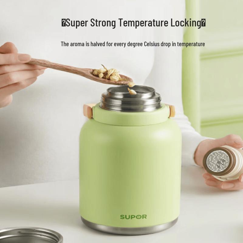 SUPOR 1L Stainless Steel Double-Drink Insulated Water Bottle