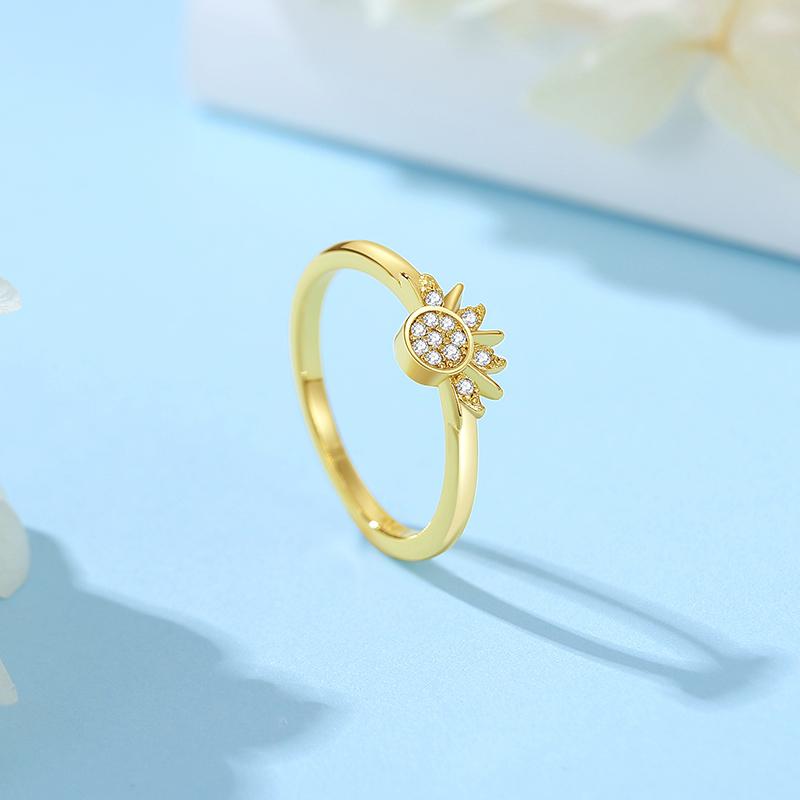 Original 925 Silver Rings For Women Crown Love Heart Sun Moon Engagement Wedding Rose Gold Pave CZ Ring Luxury Jewelry