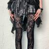 Womens Patterned Y2K Fishnet Tights Women Lace Black Fish Net Stockings High Waist Floral Pantyhose Gothic Witch Party