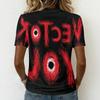 Women's Casual Short Sleeve V Neck Pullover Top Halloween Print Loose Fit Lightweight T Shirt for Everyday Wear