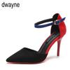 fashion Women Ankle Strap Two Pieces Spring Pumps Ladies Buckle Pointed Toe New Suede Thin High Heels Female Fashion Dress Shoes 698