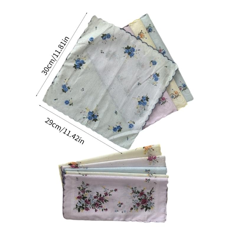 Lady Square Handkerchief Cloth Flower Women Child Print Face Hand Towel Hanky Wedding Christmas Gift