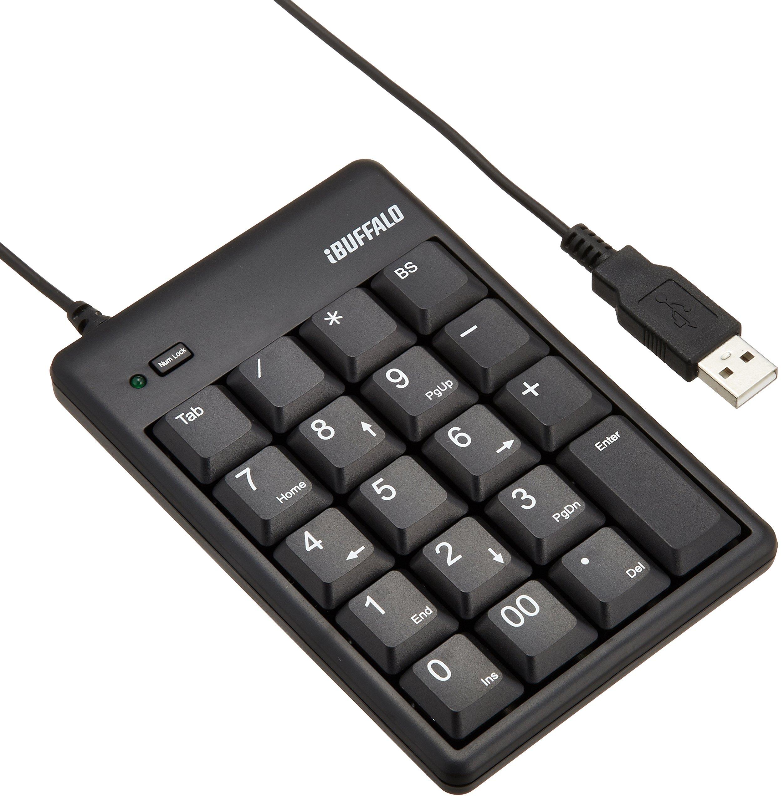 

iBUFFALO Numeric USB with Tab BSTK03BK Keyboard, Connection, Standard, Key, Black, чорний