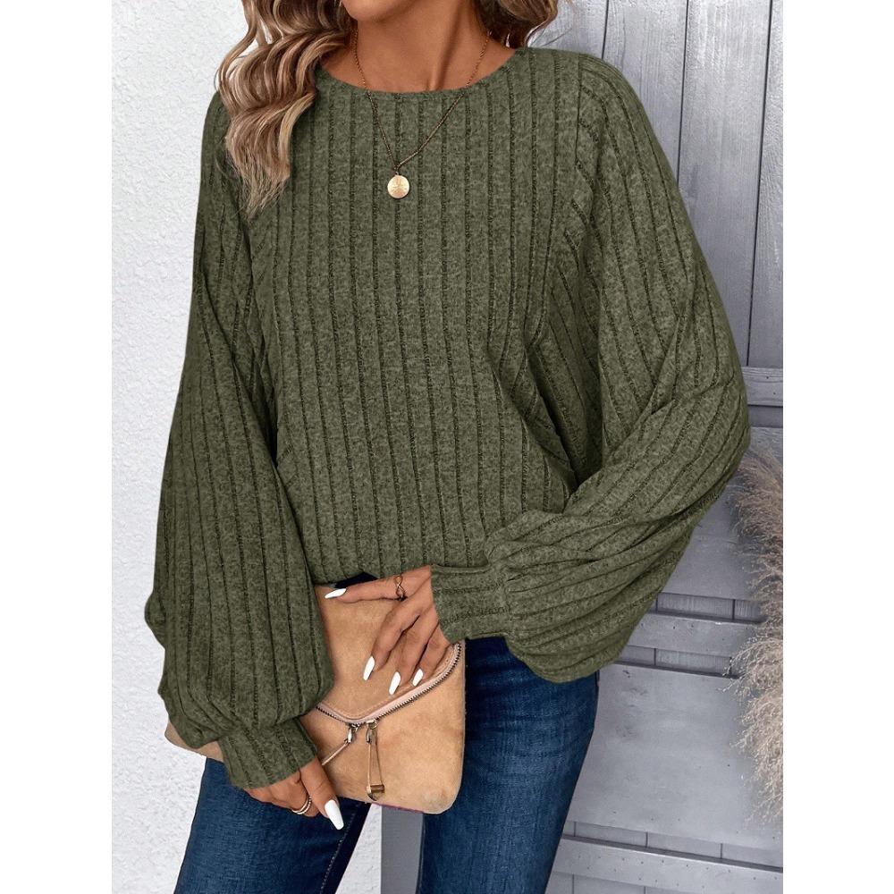 

Женские осенне-зимние трикотажные топы, удобные повседневные свитера, пуловеры с круглым вырезом и длинными рукавами XXL зелёный