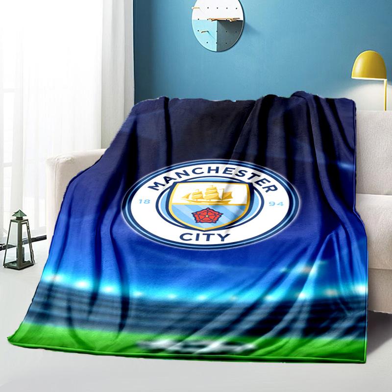 Couverture imprimée City Football Club Couvertures douces en flanelle pour canapé lit Cadeaux pour hommes femmes Couverture de pique-nique Cadeaux de Noël