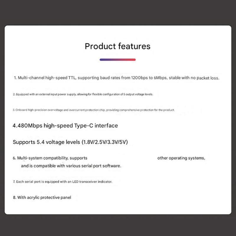 High Performances Type C 16Way USB to TTL Serials UART Expansion Module Featuring CH348Q Chip for Stable Communication