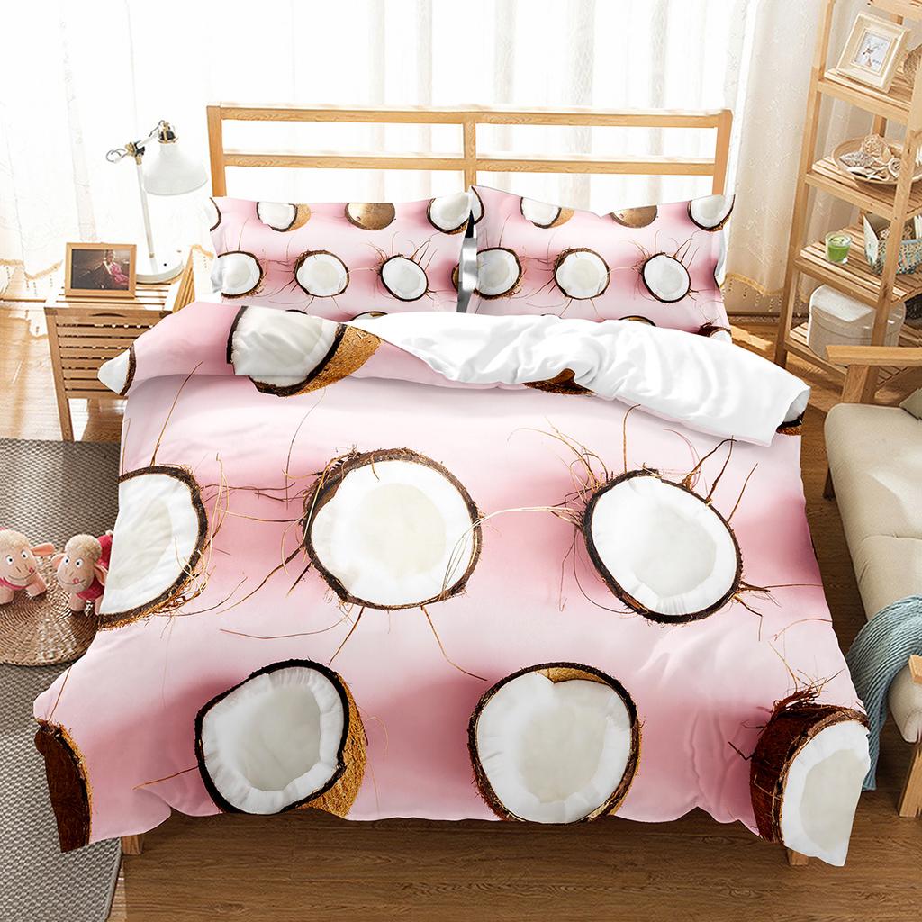 Coconut Duvet Cover Set Coconut Tree Pattern Quilt Cover for Boys Girls Kids Bedroom Decor Double Single Size Comforter Cover