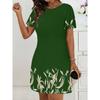 Women's Simple Printed Round Neck Elegant Short Sleeve Dress Summer Bohemian Style Holiday Dress Y2k Ladies Clothes Girl Clothes