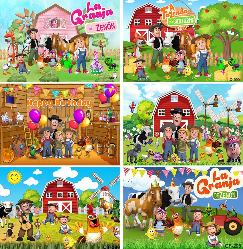 Sfondo Personalizzato La Granja De Zenon Bambini 1° Compleanno Studio Fotografico Erba Verde Fattoria Stalla Animale Trattore Sfondo Fotografico