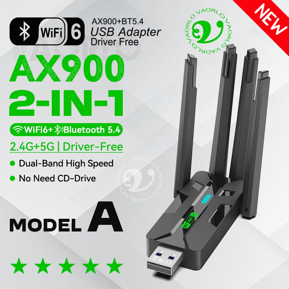 

Адаптер 2-в-1 AX900 WIFI6 Bluetooth 5.4 USB Бездротовий 2,4 ГГц/5 ГГц 900 Мбіт/с Двохдіапазонний 4-антенний WiFi Мережева карта Доггл Для WIN10/11 AX900 Model A