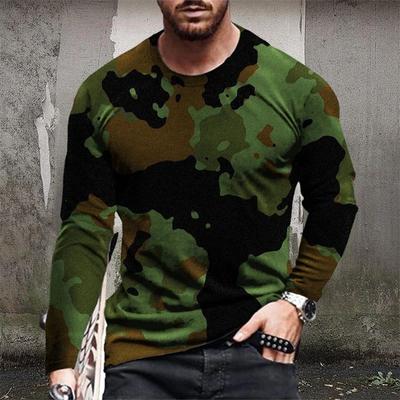 Moda para Hombre Estampado 3D Calle Personalidad Ropa Camuflaje Manga Larga Cuello O Tendencia Cómodo Transpirable Ropa Superior