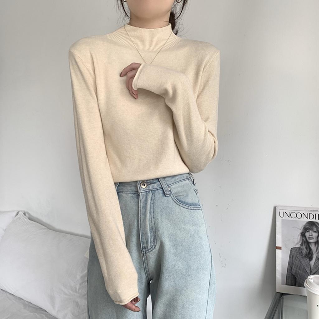 Basic Small Stand-up Collar Stacked Sweater Women's Autumn and Winter New Simple Casual Inner Bottoming Shirt Versatile Knitted Top