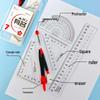 Maishuo 7-Piece Student Geometry Set: Compass, Straight & Triangle Rulers in Box