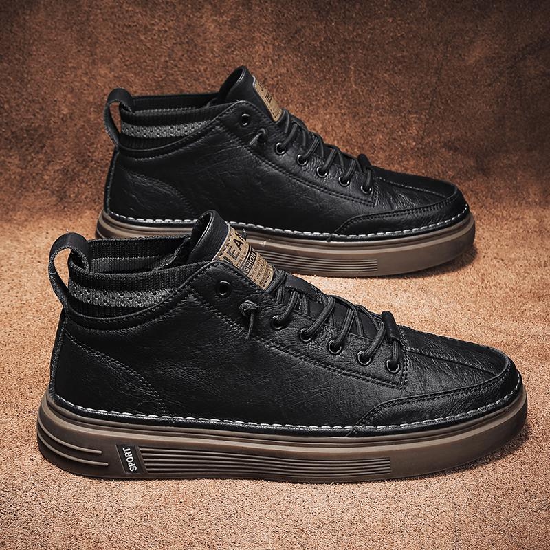 Hohe Schuhe Winter Samt Verdickt Warm Baumwollschuhe Fell Integriert Arbeitsschutz Lässig Lederschuhe