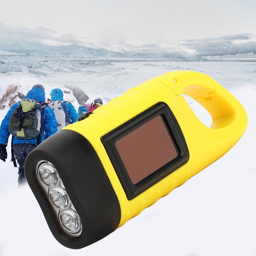 Hand Crank Solar Powered Flashlight Emergency Rechargeable LED Flashlight Self Powered Charging Torch Survival Gear