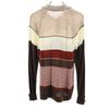 VINTAGE 70s 80s Border Pattern Long sleeve Polo sweater M Brown etc knit Men's Used
