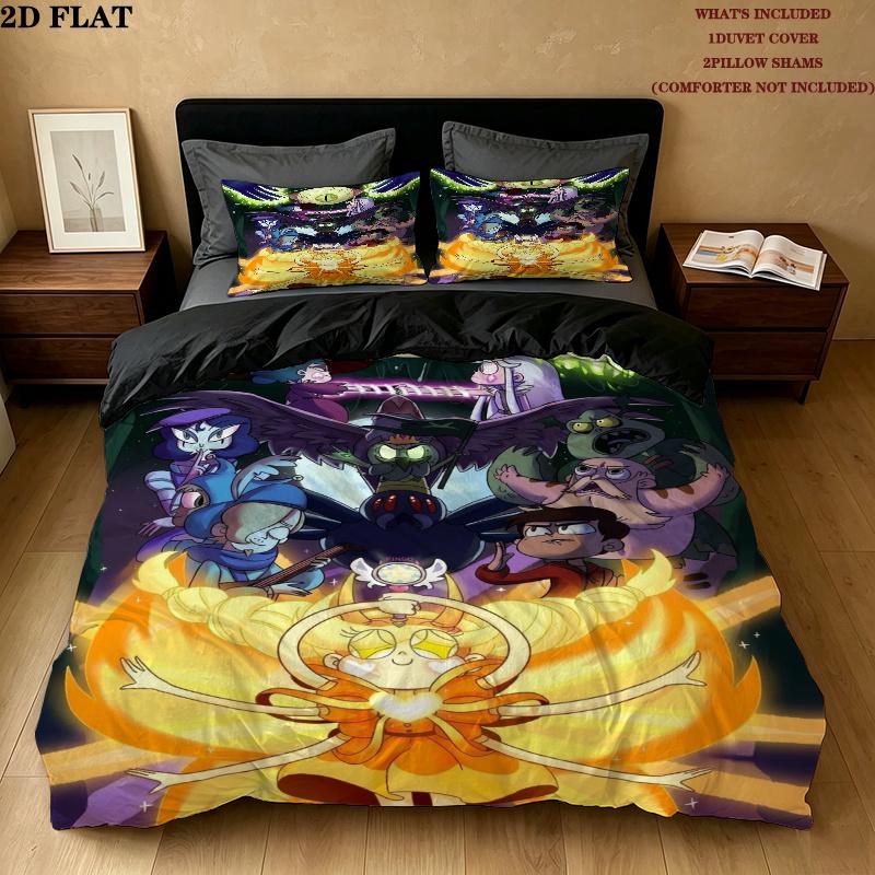 Star Butterfly Pattern Bedding uilt Set uilt Cover Pillowcase Home Decoration Birthday Gift (1 * duvet cover + 2 * pillowcase without core)