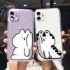 Funny Bear Rabbit Paired Couple Phone Case for iPhone 15 16 12 11 13 Pro Max Mini XR 8 14 Plus SE3 Clear Lovers Cover Fundas