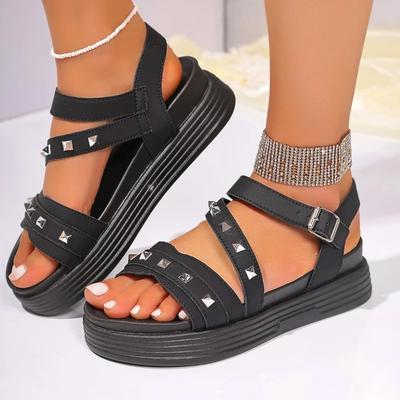 2025 Sommer Schnallenriemen Damen Sandalen Mode Nieten Neu Lässig Übergröße Bequem Offene Zehen Bestseller Plateau Sandalen