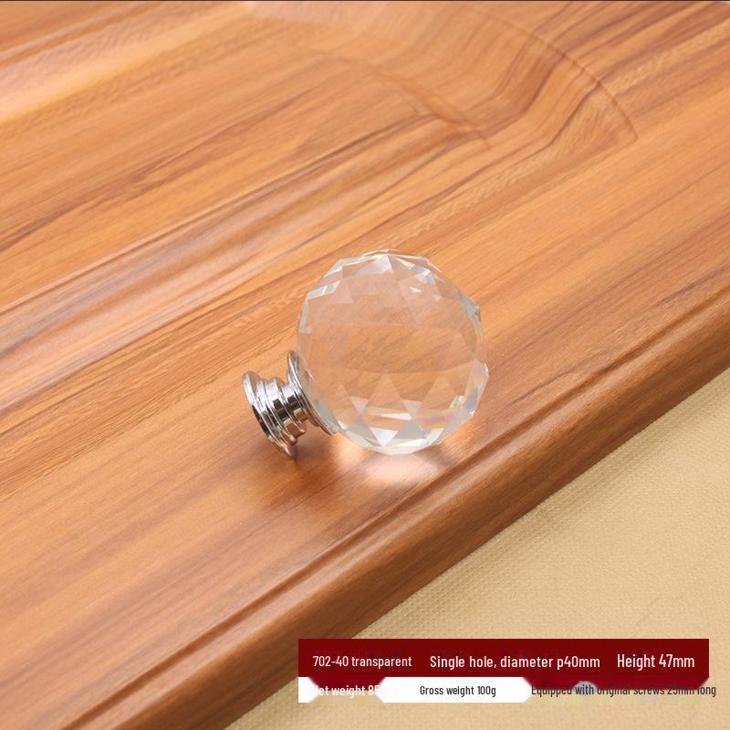 Křišťálová skleněná knoflíková úchytka - 30mm Čirá diamantový design rukojeť