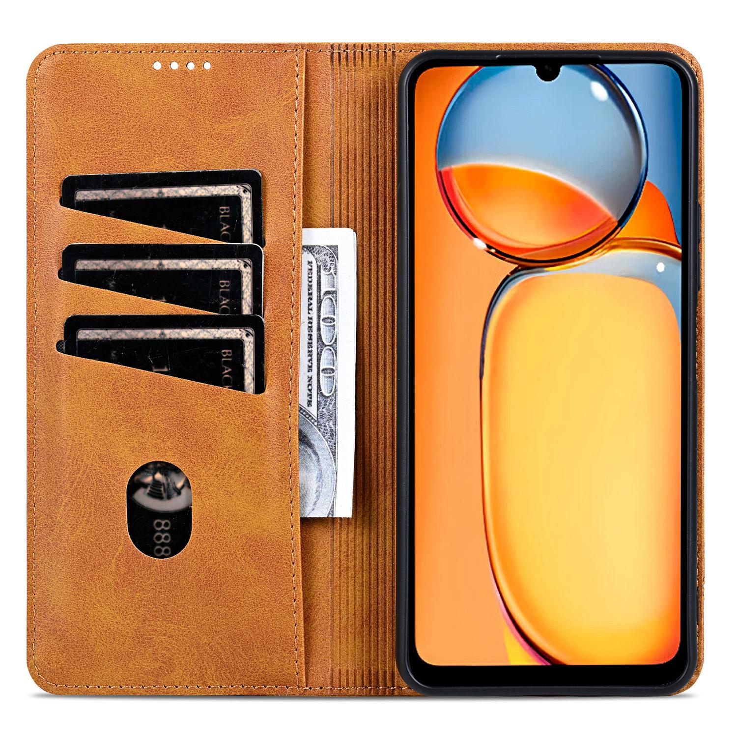 

AZNS For Xiaomi 13C 4G/13C 5G/Poco C65 4G/Poco M6 5G/13R 5G Leather Case Wallet Magnetic Phone Cover Coffee