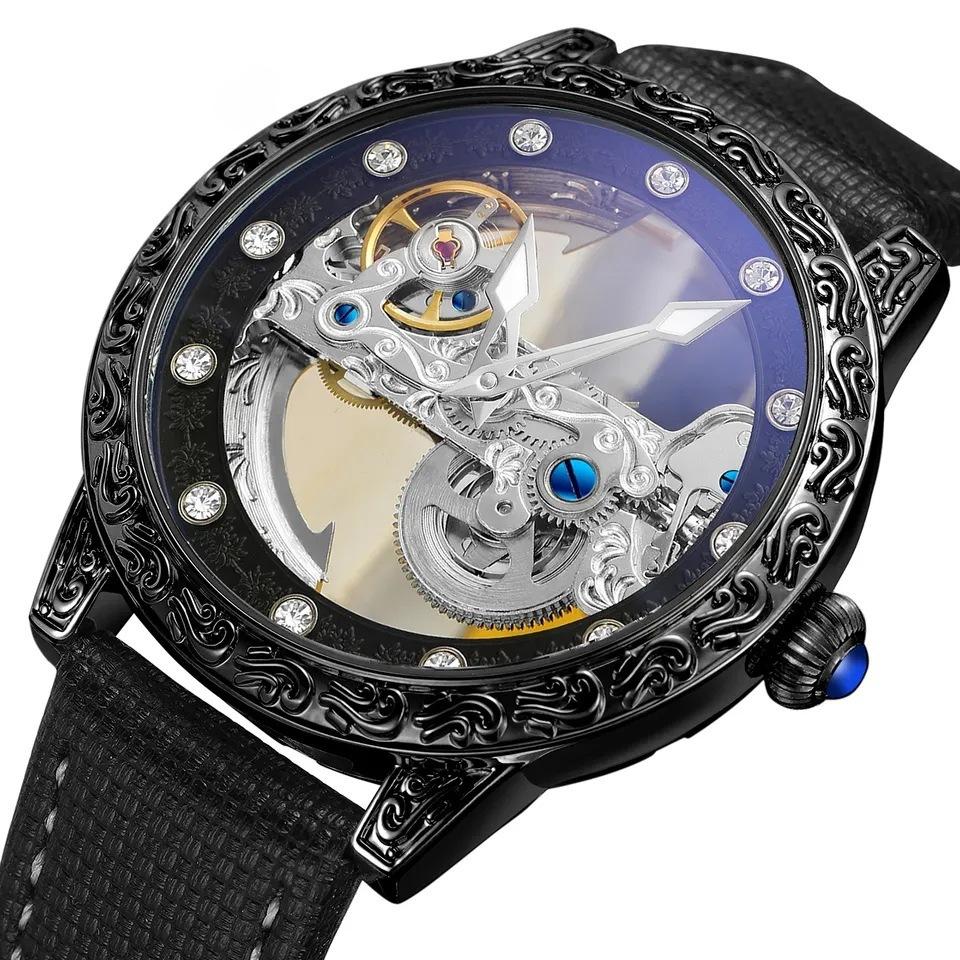 European-american Style Men's Fashion Casual Hollow Single Bridge Movement Automatic Mechanical Watch
