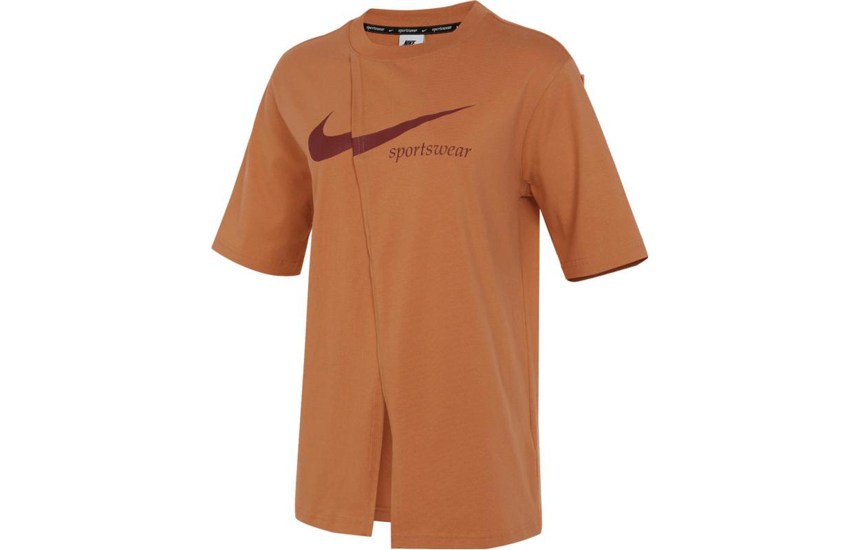 

Nike T Shirts Women s Brown Crew Neck Moderate Straight Fit FB8346-225 XS