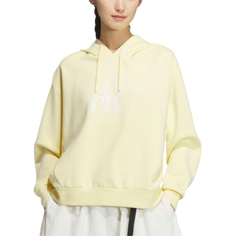 Adidas Lounge FW24 Elevated Doubleknit Hoodie Women Hoodies Yellow JJ3545