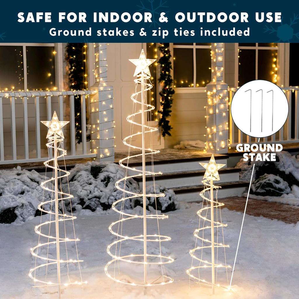 Pack Spiral Christmas Tree Lights Outdoor Lighted Decorations Yard Xmas Eve Night Dcor JOYFY LED 3 218 for Entertaining Play Safe Kid Friendly Fun
