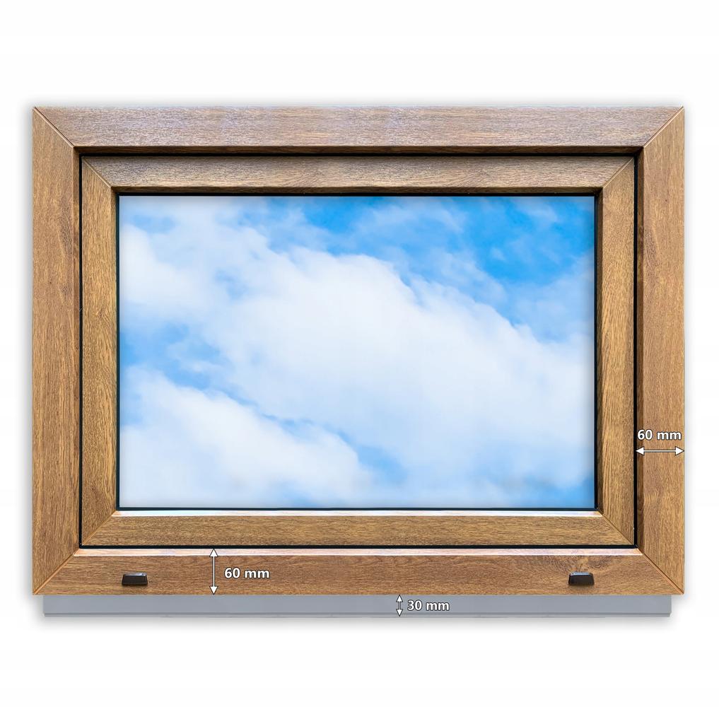 Fenster Golden Eiche PVC Kippbar 80x60cm, Neu 800x600 mm Zweifachverglasung Kippbar