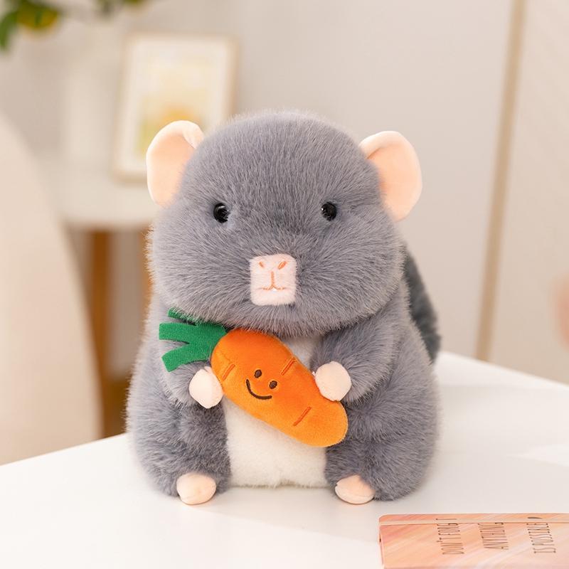 Cute Plush Golden Bear Toy Cute Doll Hair Mouse Eat Carrot Seed Doll Hamster Gift Lifelike Animal Simulation Stuffed Doll Kawaii 20cm