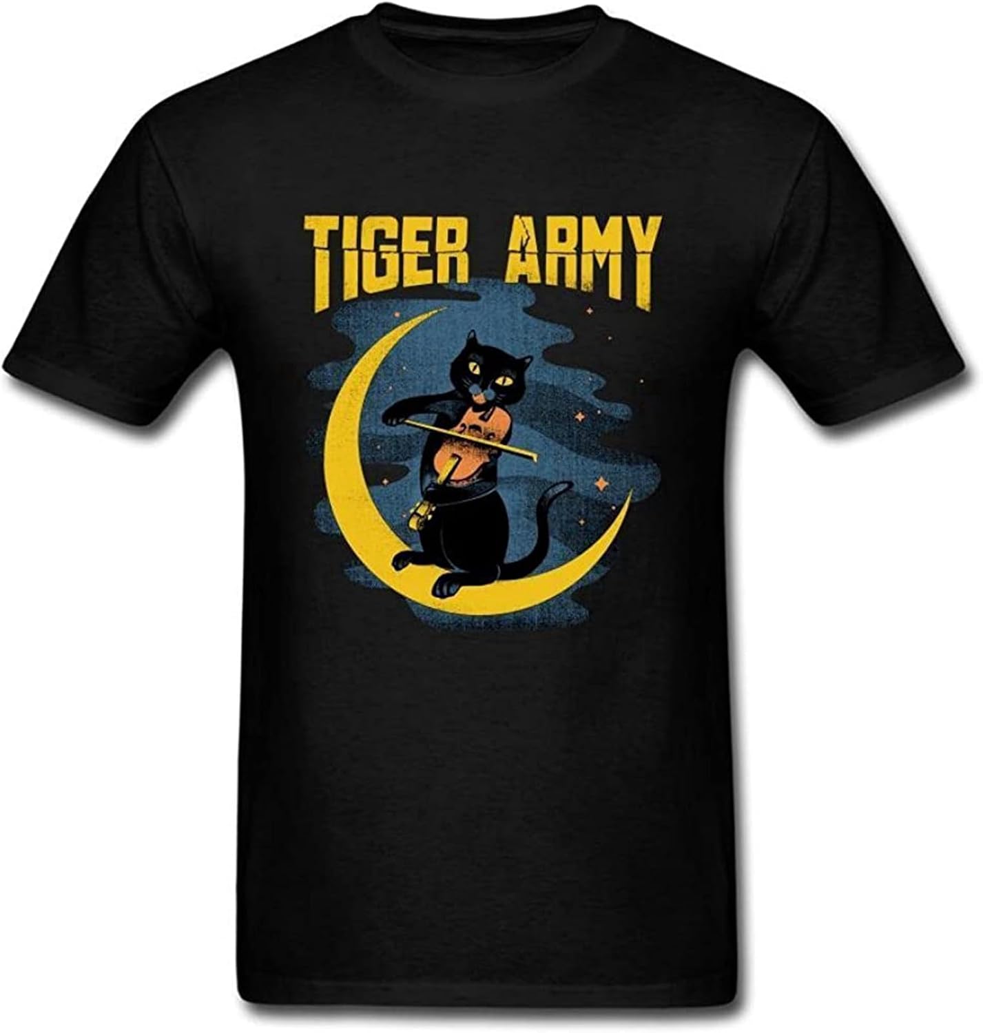 Tiger Army Band Cat Art T-Shirt Man s Fashion Black Unisex Tees 4XL чёрный