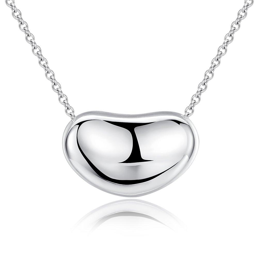 

Ashley Jewelry Sterling Silver 925 Necklace, Bean Pendant, 11mm, Simple Design, Women s (Silver)