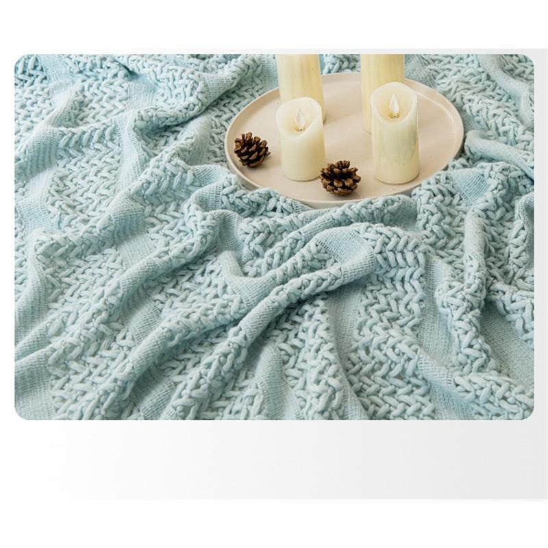 Acrylic Knitted Shawl Blanket Geometric Cable Knit Throw Blanket For Office Couch Sofa Blanket Autumn Winter Cozy Nap Blanket
