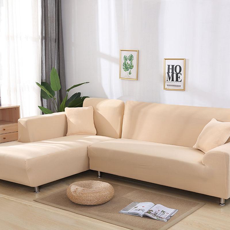 Grey Plain Color Elastic Stretch Sofa Cover Need Order 2Piece Sofa Cover If L-style Fundas Sofas Con Chaise Longue Case for Sofa