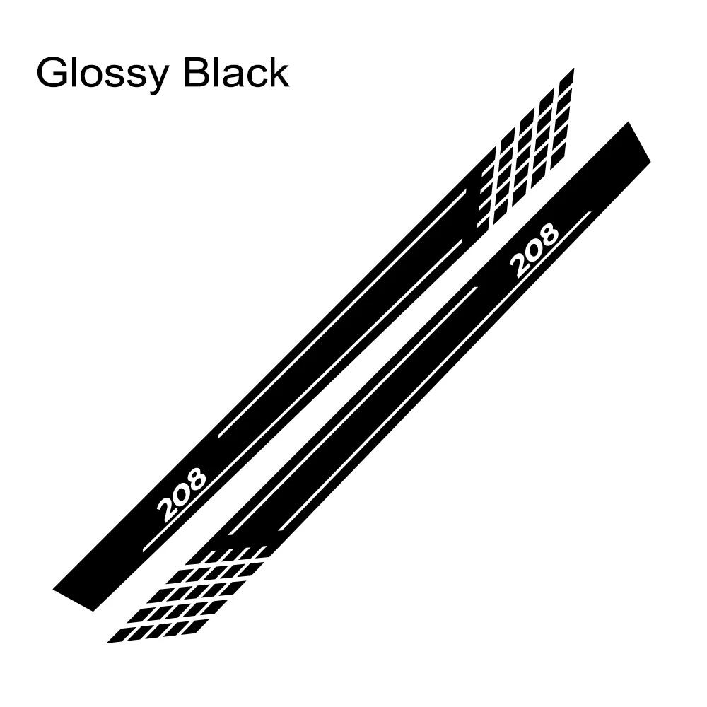 2PCS Car Door Side Skirt Stripes Stickers For Peugeot 208 Gt Tuning Auto Accessories Line Graphics Vinyl PVC Decals