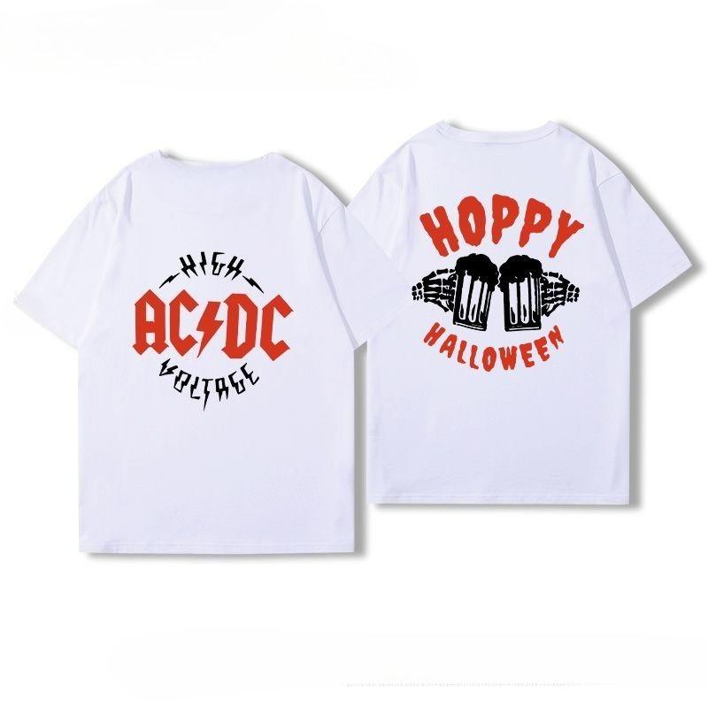 ACDC Rockband Peripherie Kurzarm-T-Shirts für Männer und Frauen Reine Baumwolle Amerikanischer Street Hip-Hop Freizeitkleidung für Sommer