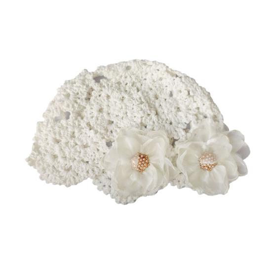 Damenhut Häkelhut mit Hohlmuster und Knospenform mit 3D-Blumendekor Unifarbene Elastisches Design Atmungsaktiver Hut für den Außenbereich Kopfbedeckung