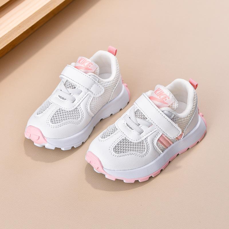 Girls' sneakers 2025 new summer single-mesh shoes breathable boys' net-permeable soft-soled baby running shoes board shoes