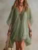 2026 Summer New European and American Women's Clothing V-neck Chiffon Dress Seaside Vacation Loose Blouse Beach Dress