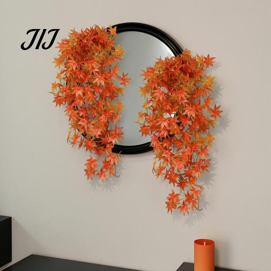 Decorative Hanging Vines for Store Display 5?Fork Artificial Maple Leaf Vine, Fake Foliage Wall Indoor Greenery Living Room Plant, Simulated