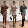 European & American Women's Fashion 2026: One-Shoulder Long-Sleeved Bodycon Skirt with Belt (Autumn Collection).