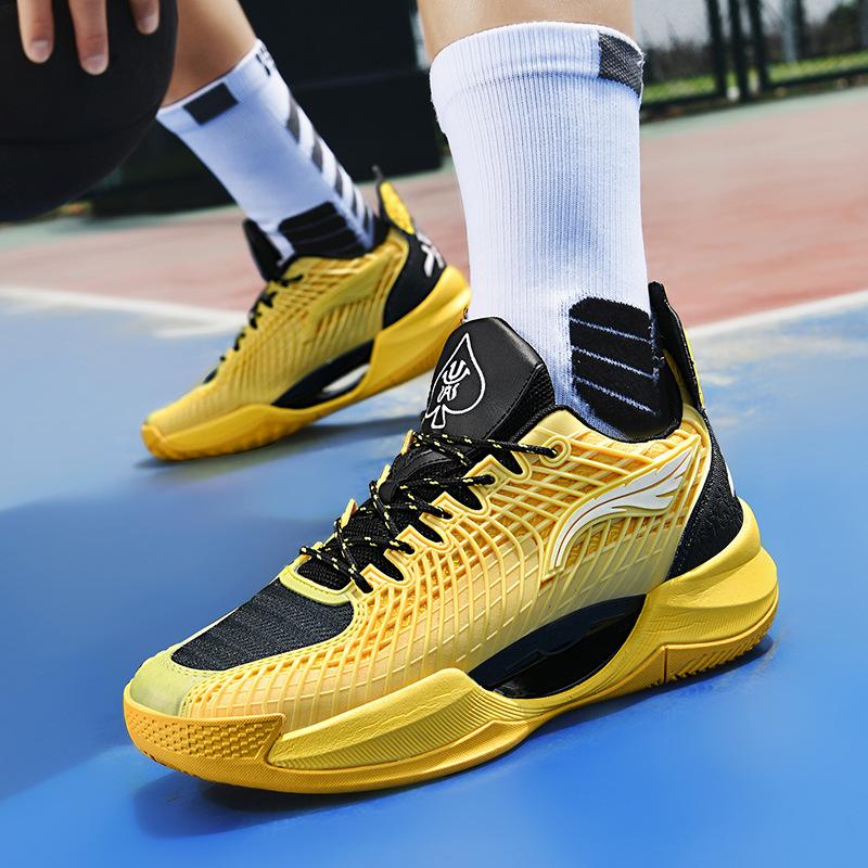 

2025 Summer Youth Men s Basketball Shoes - Durable Rubber Sole Outdoor Training Sneakers with Cushioned Support for School Games 45 жёлтый