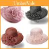Cappello a tesa larga in stile etnico per donna con tessuto in organza traspirante, accessorio parasole estivo