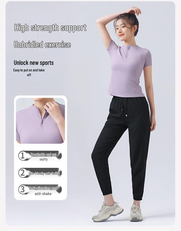 Women's 2025 Slimming Short Sleeve Yoga Top - High-End, Breathable, Flattering Fitness Wear for Summer Running