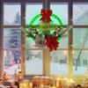 LED Lighted Christmas Wreath Decor, Festive Hanging Ornament for Window Display, Party Atmosphere Decoration Props